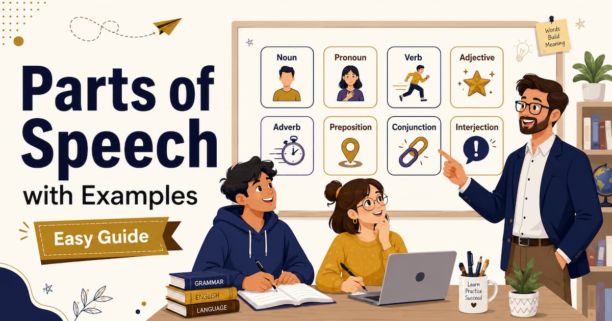 Parts of Speech with Examples easy guide for beginners.